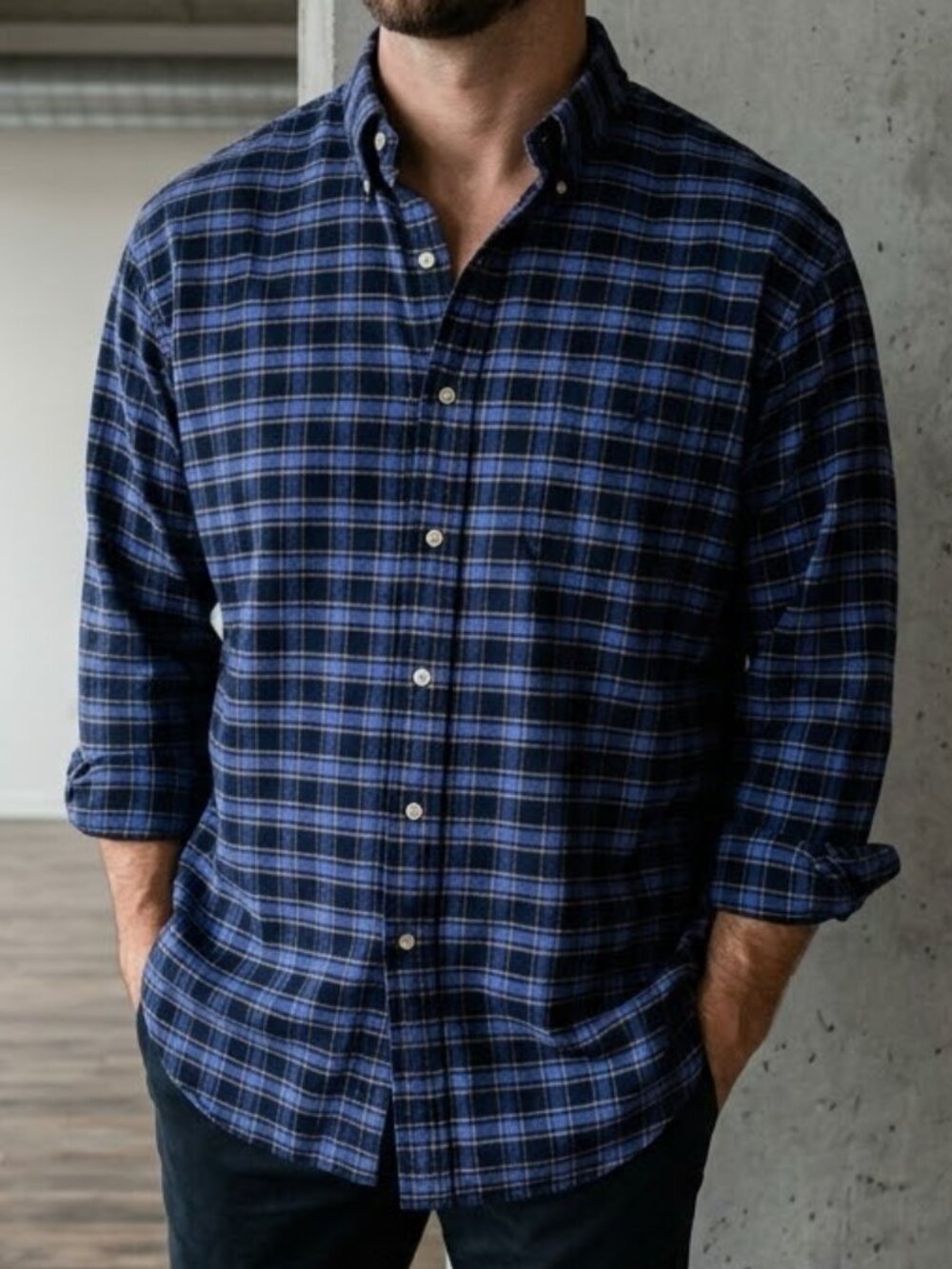 Polo Ralph Lauren Blue Purple Plaid Big Shirt Button Down Men's 2XL XXL